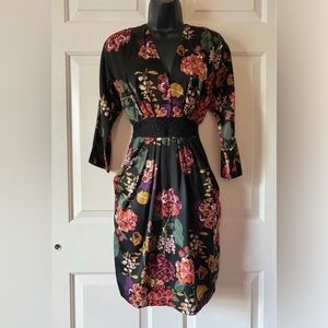 H&M Black Floral Dress, Size 34 (XS)